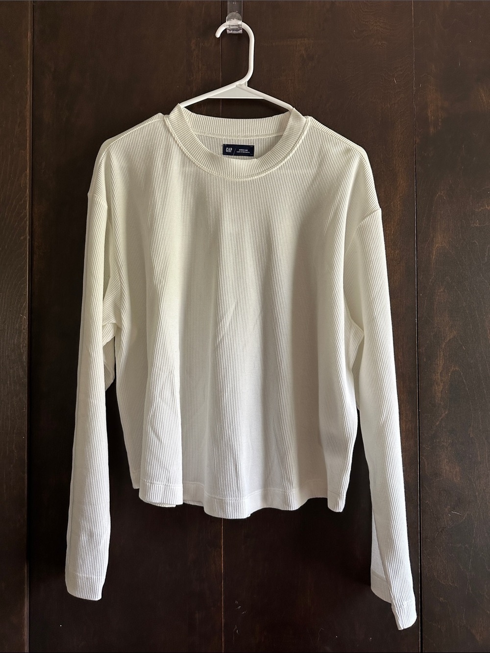 GAP Off-White Ribbed Crewneck Long Sleeve Top
